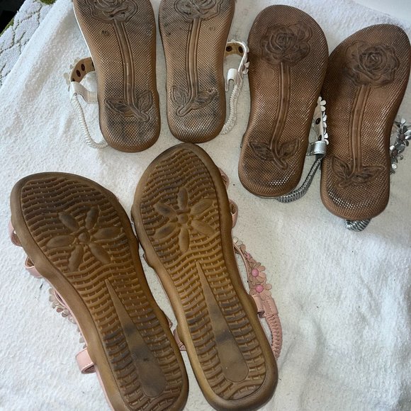 Set of 3 Flower sandals pink silver white - Picture 5 of 5